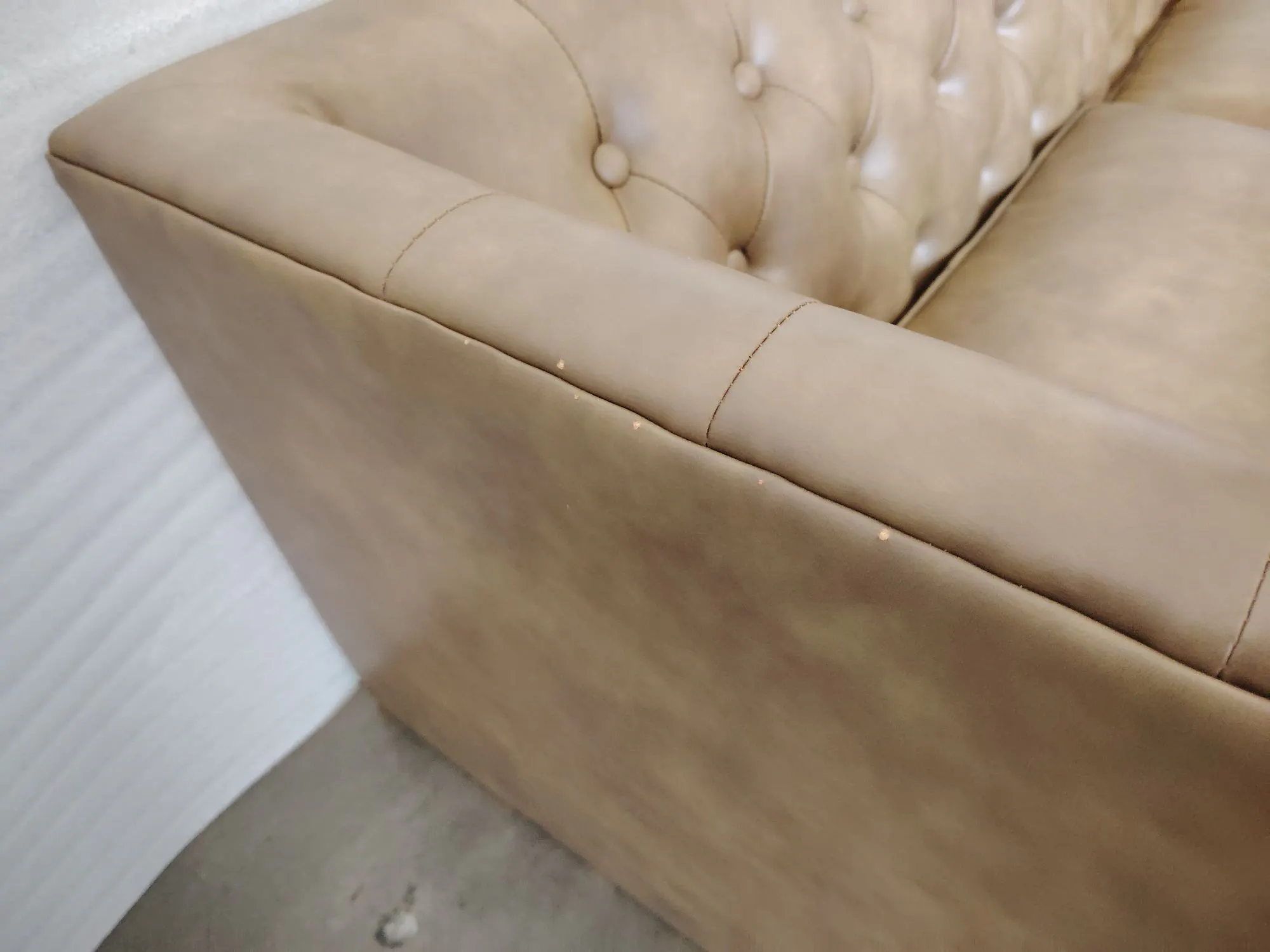 (As-is) Cadencia L-Shaped Sofa - Tan (Faux Leather) - 1 - 12