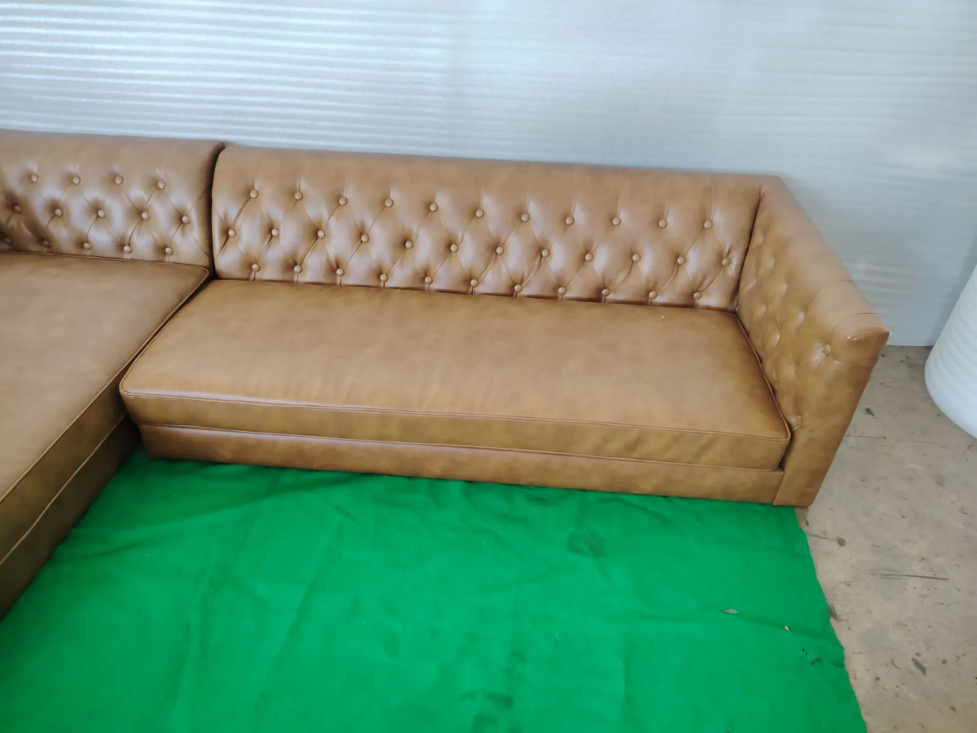 (As-is) Cadencia L-Shaped Sofa - Tan (Faux Leather) - 1 - 13