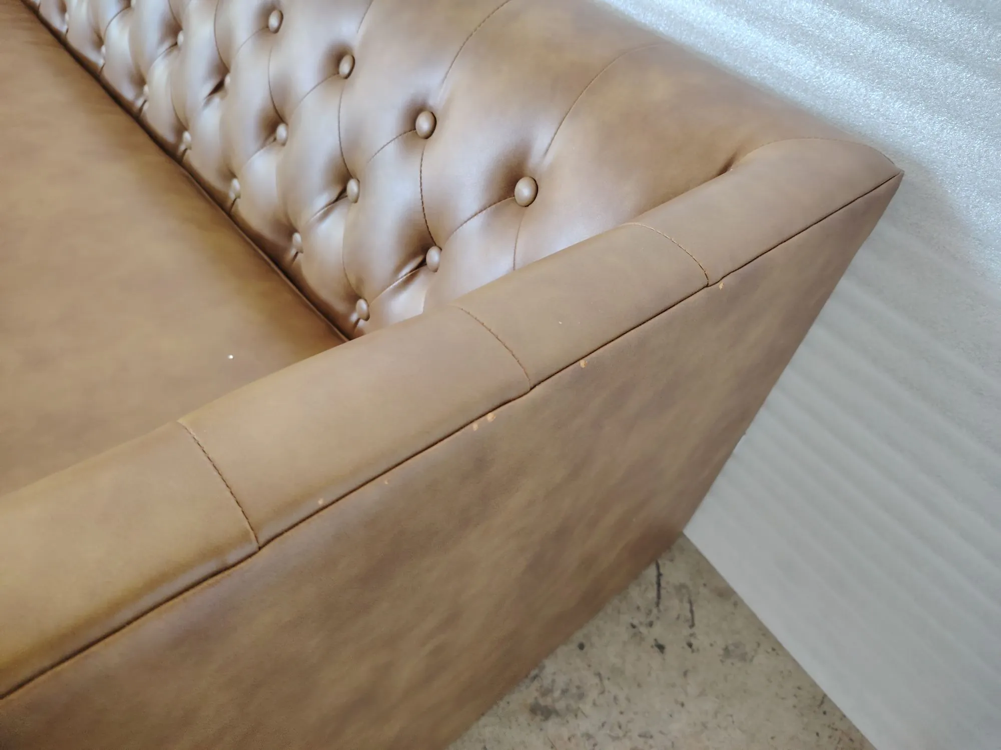 (As-is) Cadencia L-Shaped Sofa - Tan (Faux Leather) - 1 - 20