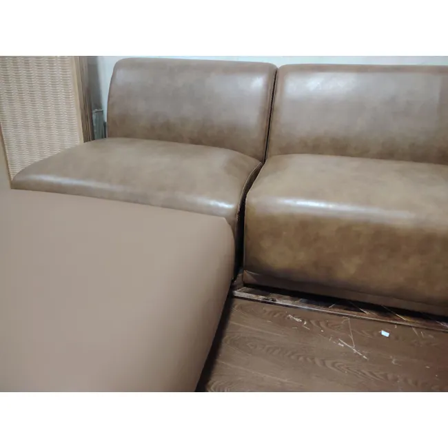 (As-is) Milan 3 Seater Right Arm Chaise Sofa with Ottoman - Tan (Faux Leather) - 1 - 4