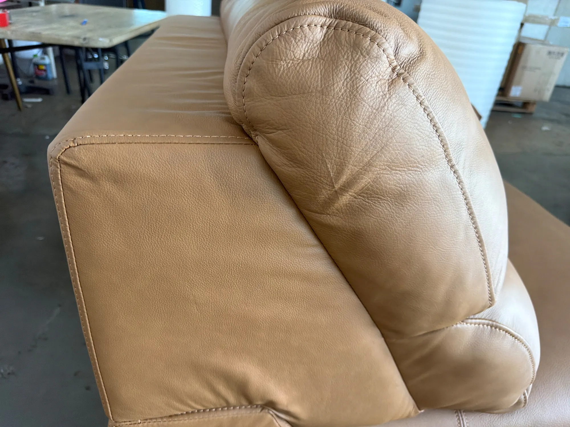 (As-is) Forte Right Arm Power Sliding Extension Sofa Unit - Oslo Tan (Genuine Cowhide Leather) - 9