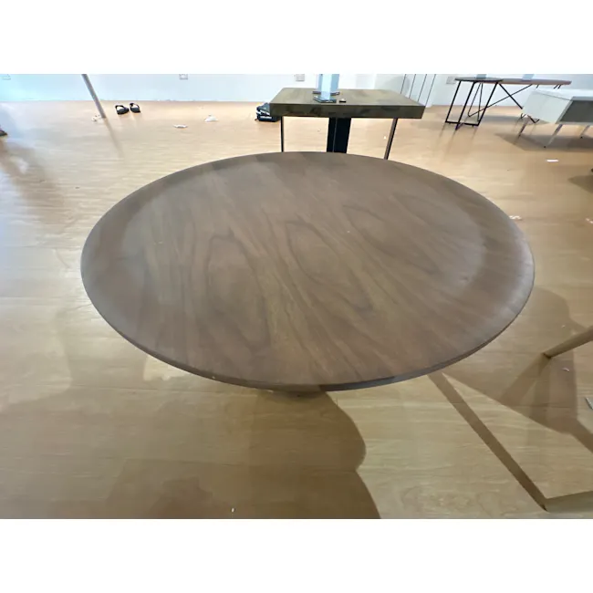(As-is) Pablo Round Coffee Table - Walnut - 2 - 2 - Wooden round table, minimalist design, polished surface, natural wood