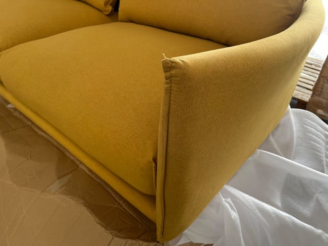 (As-is) Frank 3 Seater Lounge Sofa - Mustard, Down Feathers, Deep Seats - 1 - 1
