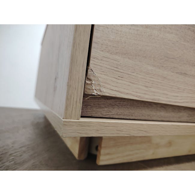 (As-is) Herschel Coffee Table - Natural - 3 - Wooden furniture, close-up view, wooden drawer, wood grain texture, natural