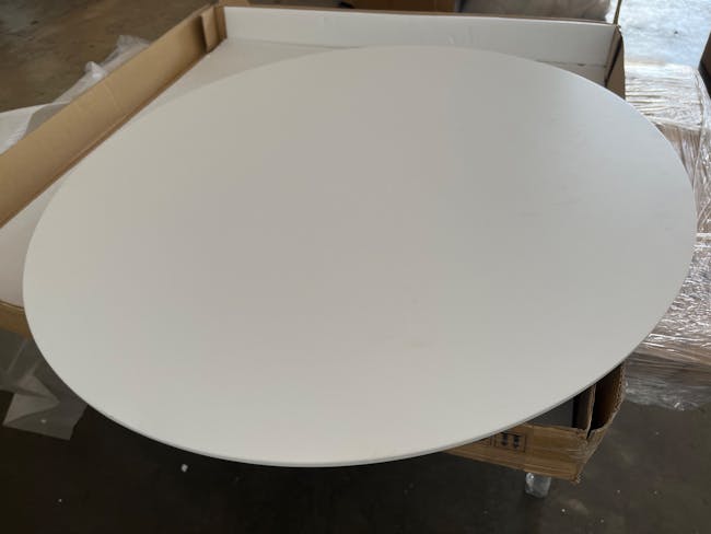 (As-is) Harold Round Dining Table 1.05m - Natural, White - 1 - 1