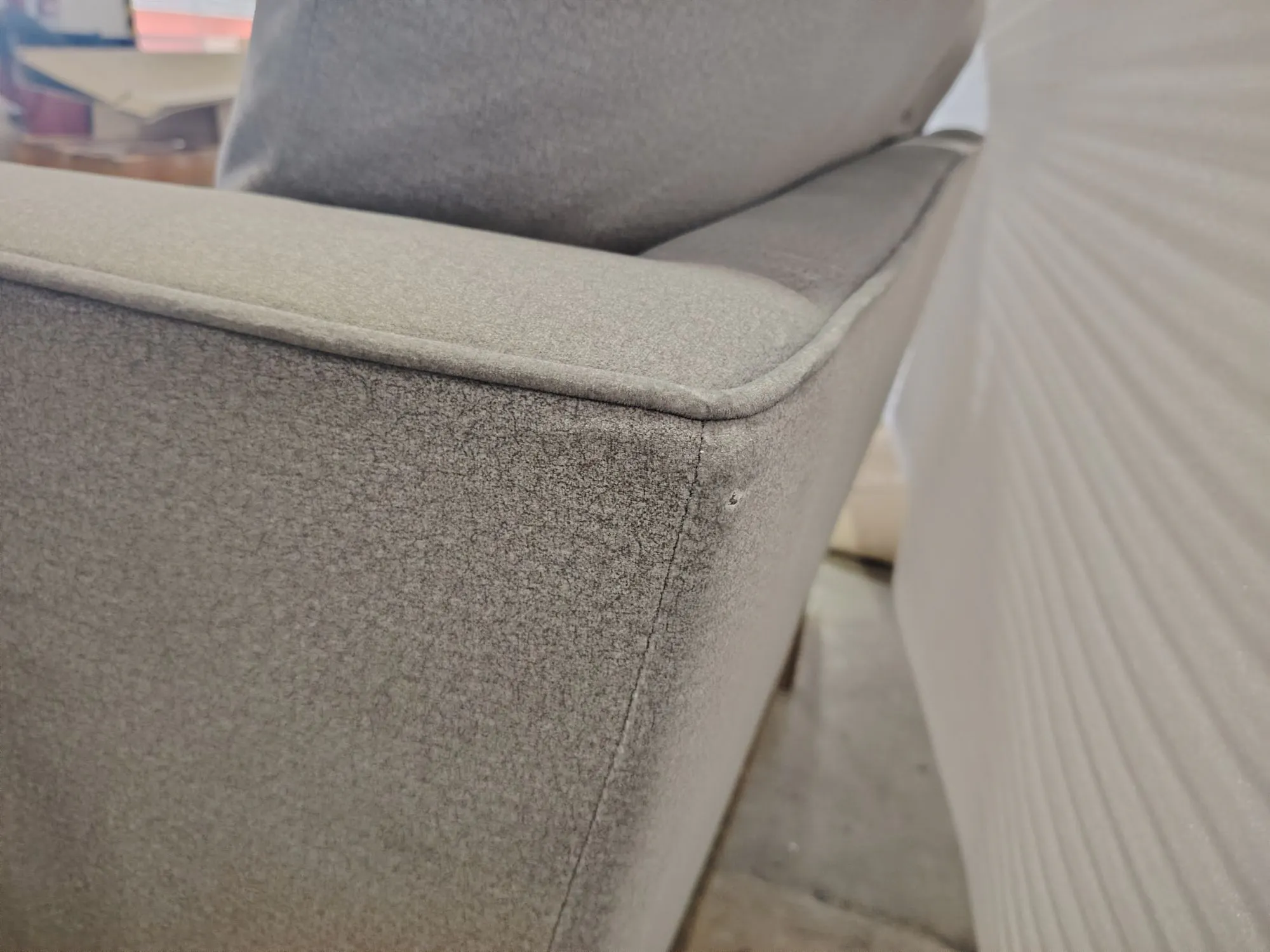 (As-is) Ashley L-Shaped Lounge Sofa - Sesame Grey (Scratch Resistant Fabric) - 1 - 9 - Grey upholstered chair, fabric