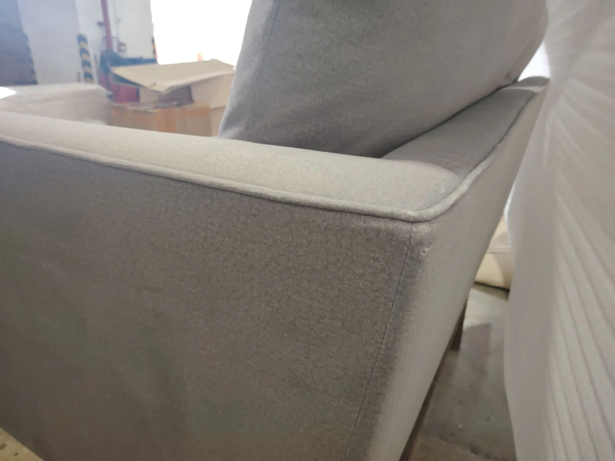 (As-is) Ashley L-Shaped Lounge Sofa - Sesame Grey (Scratch Resistant Fabric) - 1 - 10 - gray upholstered chair, close-up