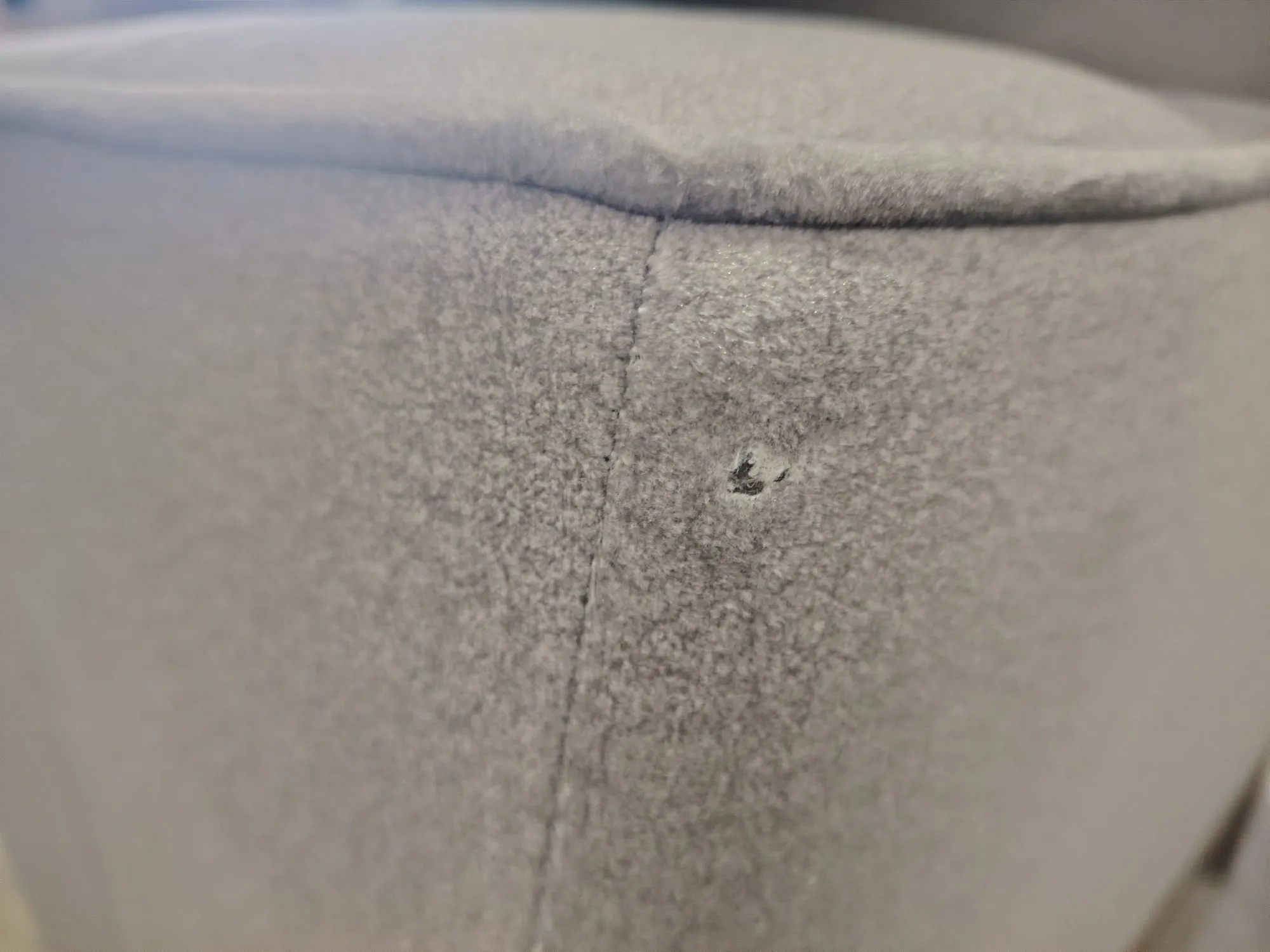 (As-is) Ashley L-Shaped Lounge Sofa - Sesame Grey (Scratch Resistant Fabric) - 1 - 11 - Cracked fabric surface, Small