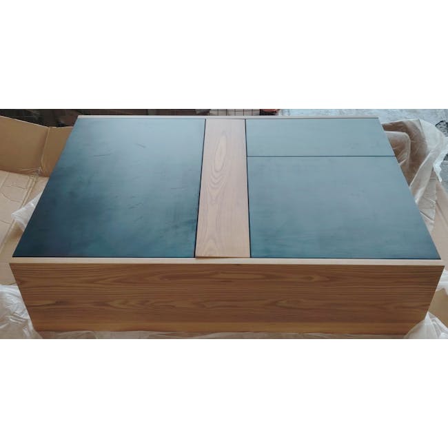 (As-is) Barton Study Table 0.7m - Oak, Space Blue - 4 - 1