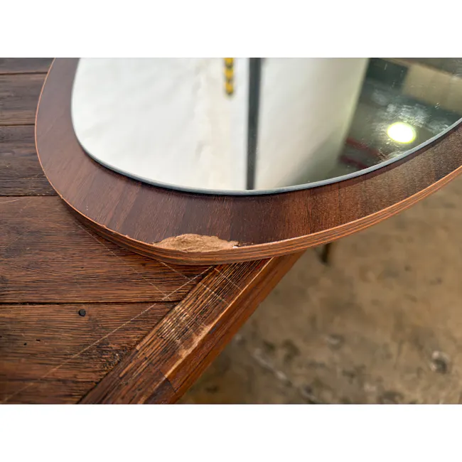 (As-is) Sandy Irregular Wooden Frame Mirror - Walnut - 1 - 3
