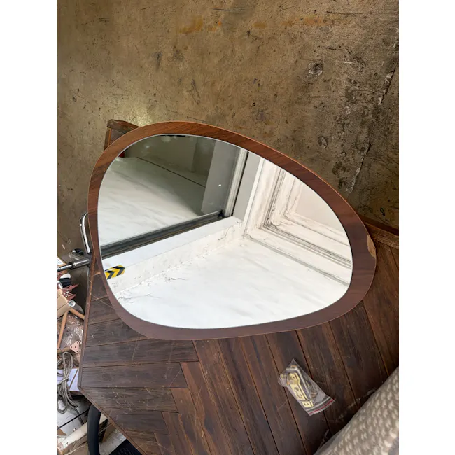 (As-is) Sandy Irregular Wooden Frame Mirror - Walnut - 1 - 2