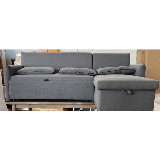 (As-is) Asher L-Shaped Storage Sofa Bed - Graphite - 1 - 1