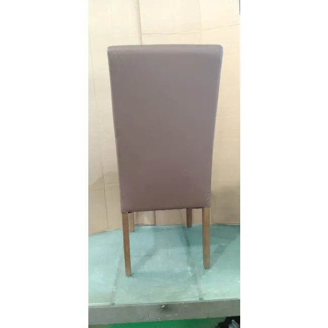 (As-is) Nora Dining Chair - Cocoa, Mocha (Faux Leather) - 2 - 3 - Grey upholstered chair, wooden legs, minimalist design