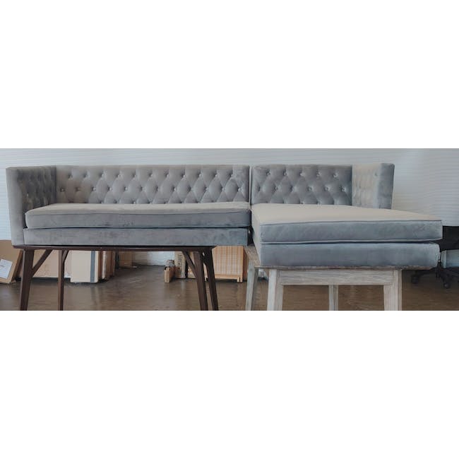 (As-is) Cadencia L-Shaped Sofa - Anchor Grey (Velvet) - 2