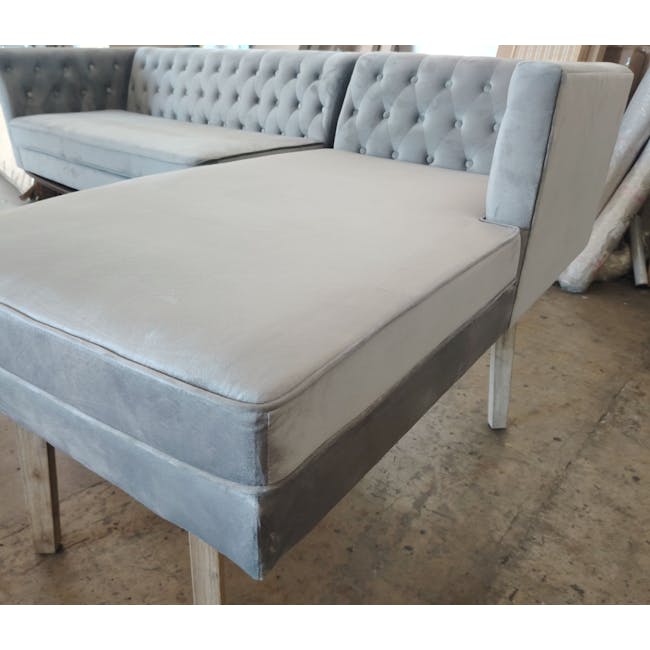 (As-is) Cadencia L-Shaped Sofa - Anchor Grey (Velvet) - 3