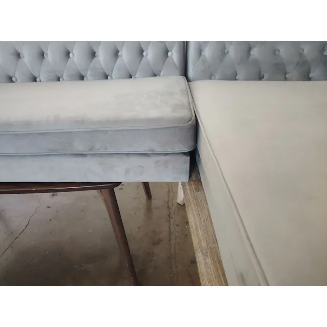 (As-is) Cadencia L-Shaped Sofa - Anchor Grey (Velvet) - 7