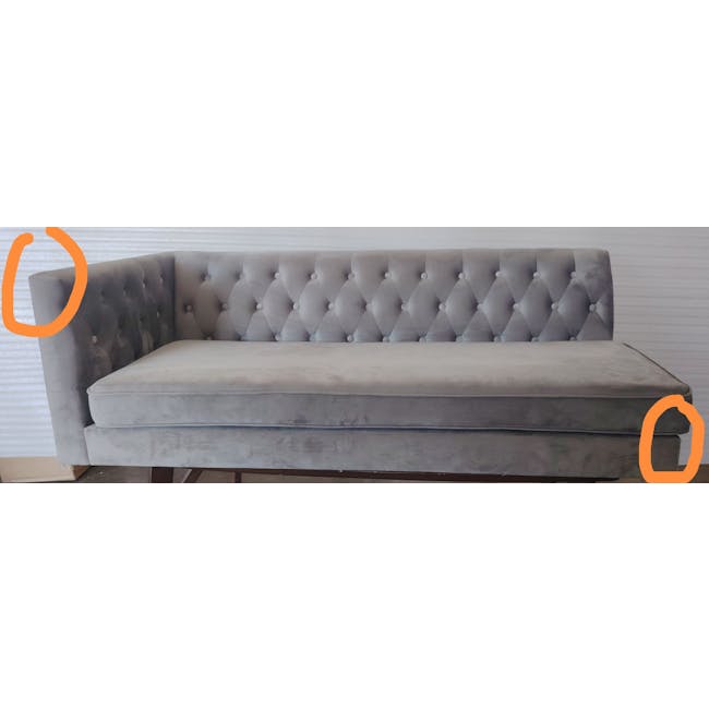 (As-is) Cadencia L-Shaped Sofa - Anchor Grey (Velvet) - 8