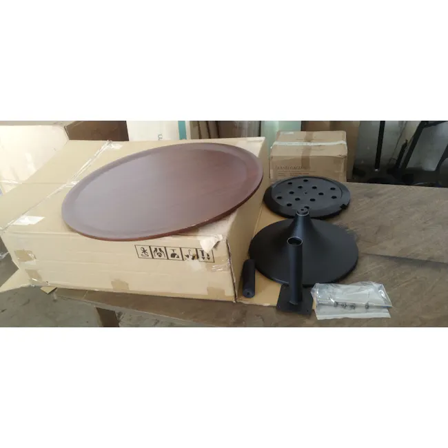 (As-is) Pablo Round Coffee Table - Walnut - 3 - 2 - Wooden, round, flat, table, display, packaging, cardboard, box