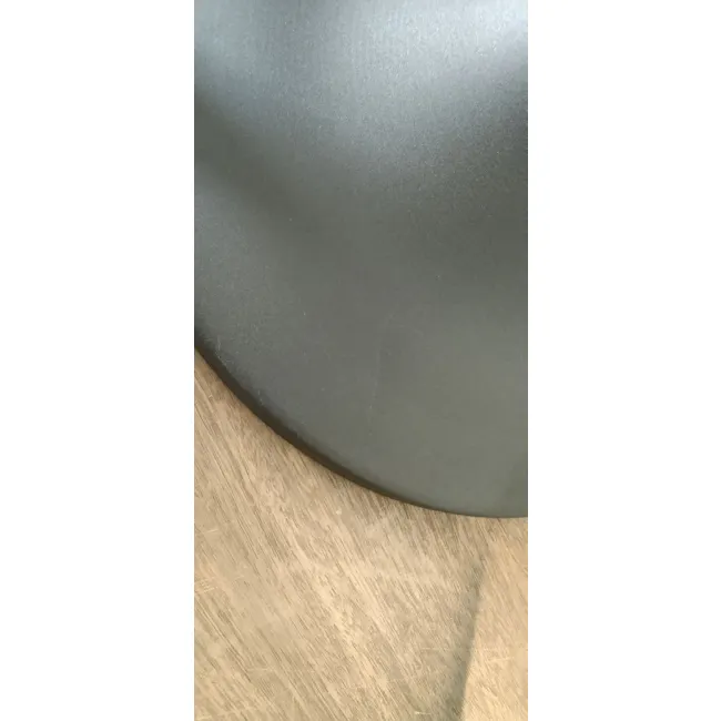 (As-is) Pablo Round Coffee Table - Walnut - 3 - 4 - Grey cushion, wooden floor, textured surface, soft padding, ergonomic