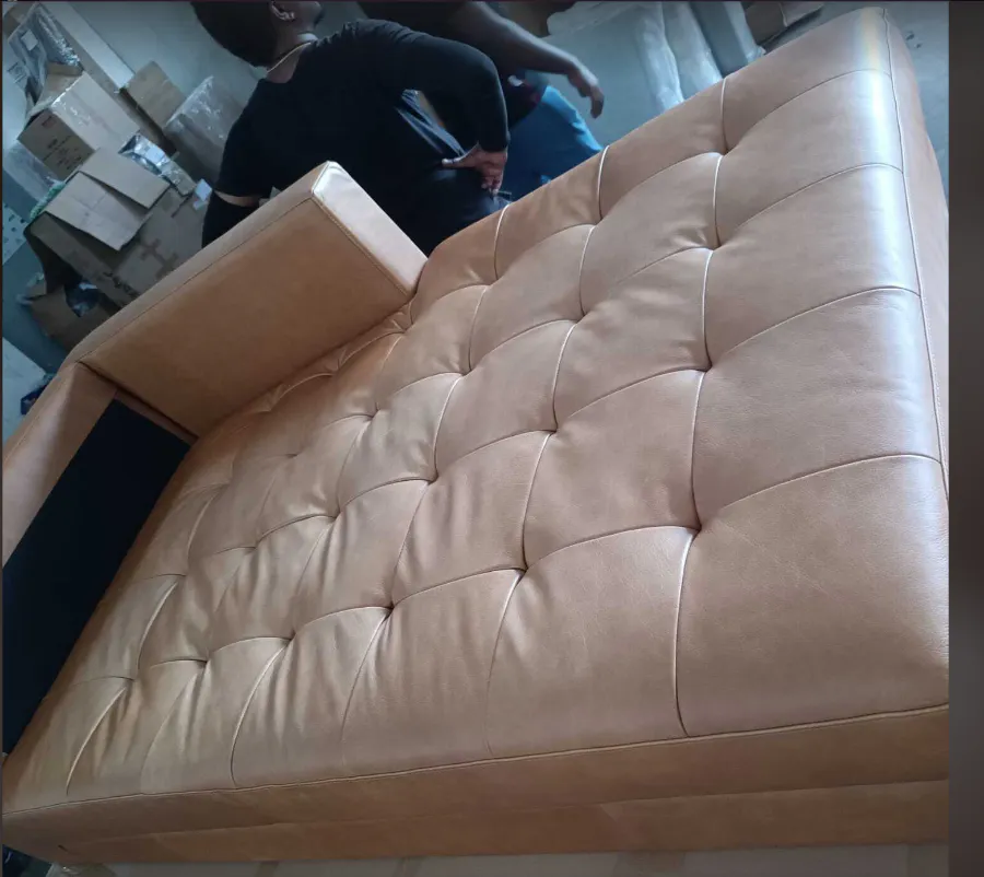 (As-is) Nolan L-Shaped Sofa - Saddle Tan (Premium Aniline Leather) Right Facing Chaise Lounge - 1 - 7