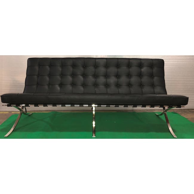 (As-is) Barcelona 3 Seater Sofa - Black (Genuine Cowhide) - 1 - 2