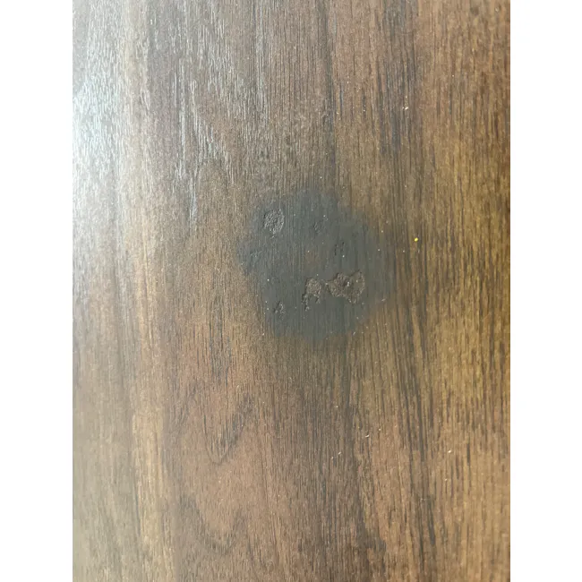 (As-is) Herschel Coffee Table - Walnut - 1 - 3 - Wooden surface, dark stain, irregular shape, small patches, natural wood