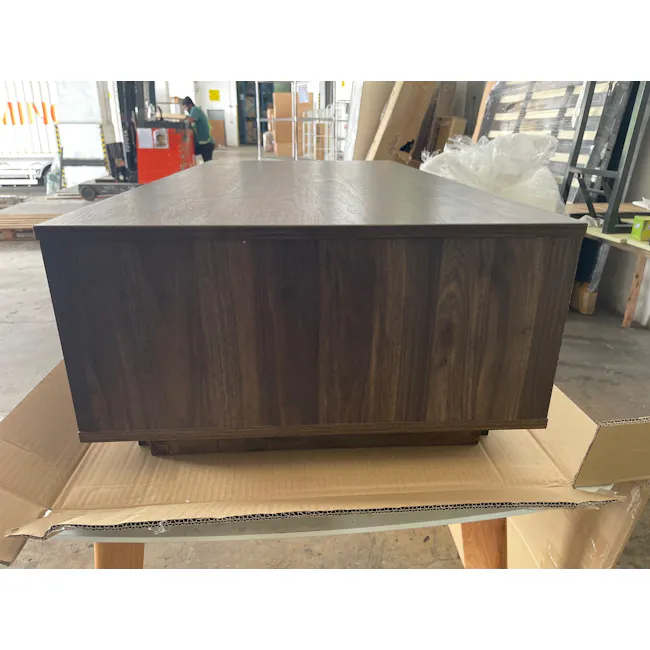 (As-is) Herschel Coffee Table - Walnut - 1 - 8 - Wooden cabinet, warehouse, indoor setting, wooden texture, dark wood