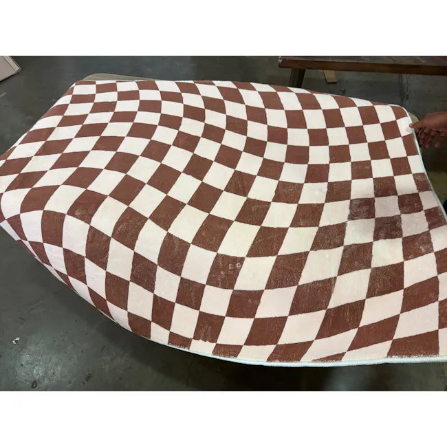 (As-is) Trippy Checkered Low Pile Rug - Brown (3 Sizes) - 1.2m x 1.6m - 2