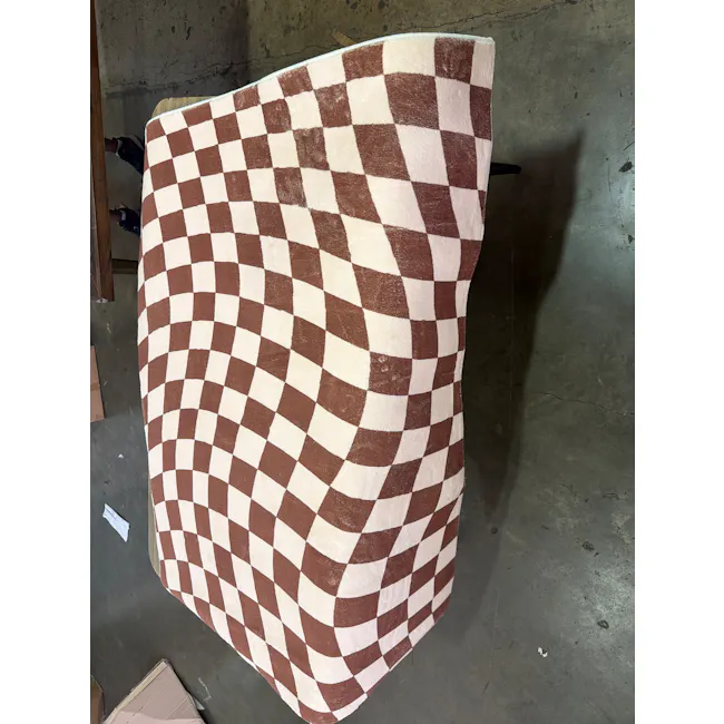 (As-is) Trippy Checkered Low Pile Rug - Brown (3 Sizes) - 1.2m x 1.6m - 3