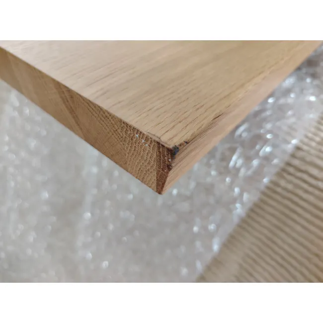 (As-is) Reno Dining Table 2.1m - 3 - Wooden plank, edge detail, wood grain, natural texture, light brown color, wood