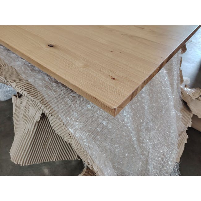 (As-is) Reno Dining Table 2.1m - 7 - Light wood table, wooden surface, natural wood grain, unfinished wood, wooden panel