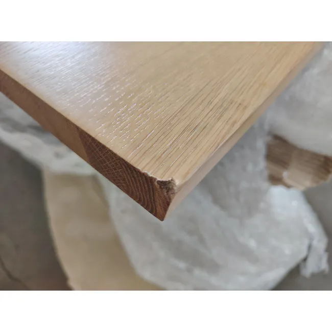 (As-is) Reno Dining Table 2.1m - 8 - Light wood plank, textured surface, natural grain, wooden edge, edge of table, wood