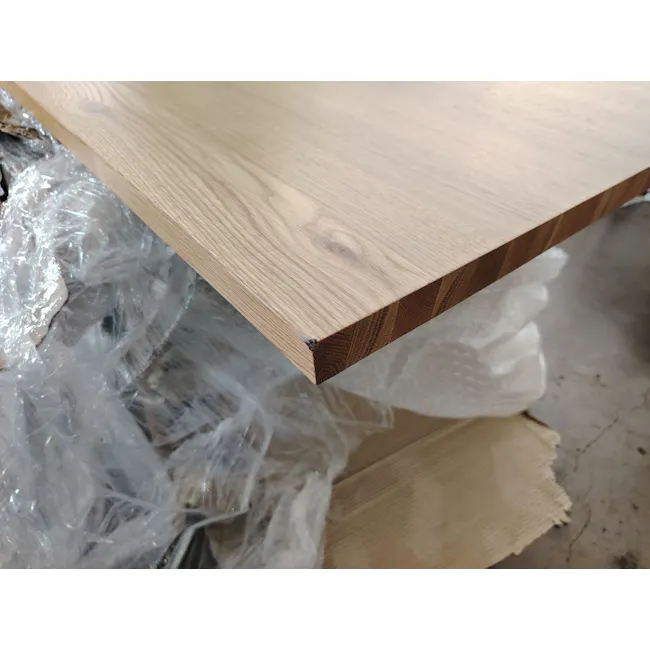 (As-is) Reno Dining Table 2.1m - 11 - Light wood table, wooden plank, natural wood finish, unfinished wood surface, wooden