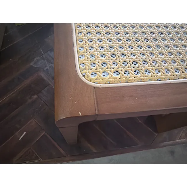 (As-is) Rein Rattan Stool Side Table - Walnut - 4