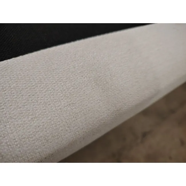 (As-is) ESSENTIALS Queen Storage Bed - Oat (Eco Clean Fabric) - 14 - White textured fabric, black and white section