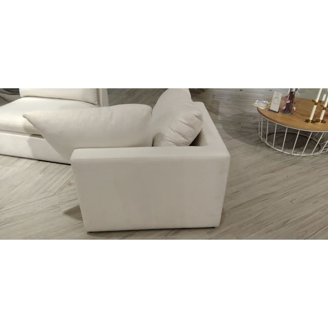 (As-is) Russell Corner Unit - Oat (Eco Clean Fabric) - 1 - 3 - Lime green sofa, modern design, white cushions, minimalist