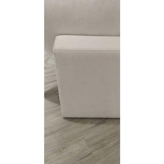 (As-is) Russell Corner Unit - Oat (Eco Clean Fabric) - 1 - 4 - White upholstered sofa, light wood floor, minimalist design