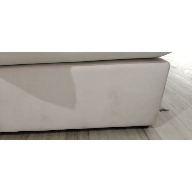 (As-is) Russell Corner Unit - Oat (Eco Clean Fabric) - 1 - 9 - Humble couch with visible stains, Interior setting with