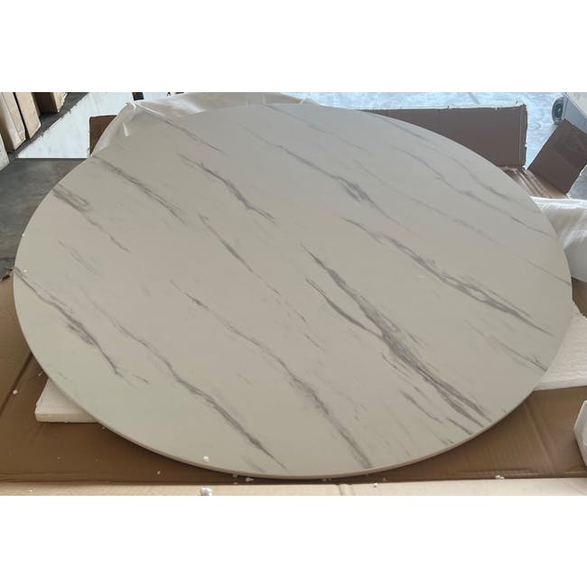 (As-is) Millie Round Dining Table 1m - Marble White - 2