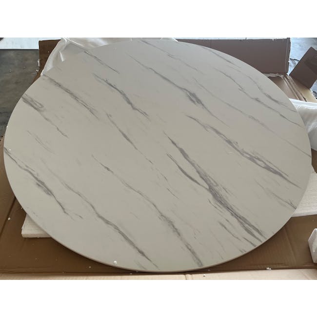 (As-is) Millie Round Dining Table 1m - Marble White - 1