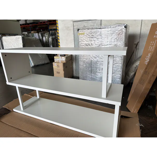 (As-is) Benzo Study Table with Bookshelf 1.6m - White - 1 - 2