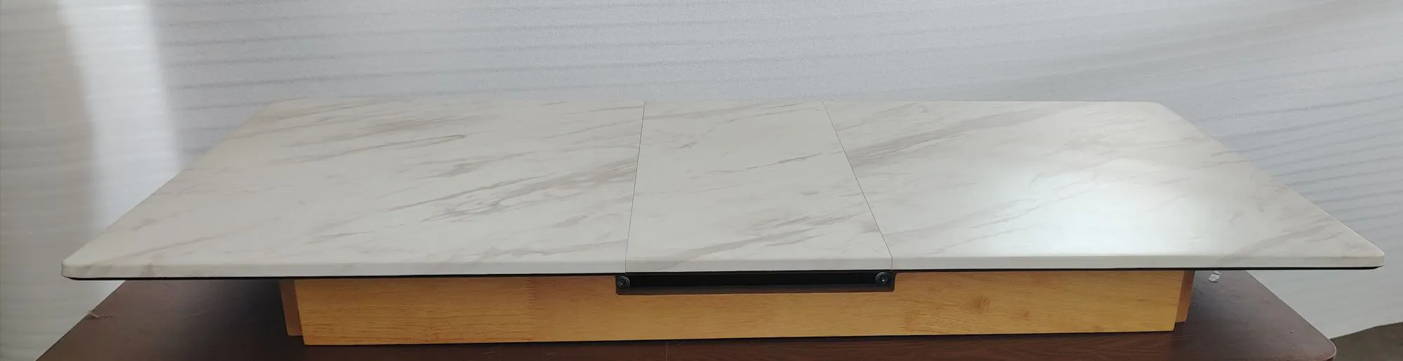 (As-is) Finna Extendable Dining Table 1.2m-1.5m - Oak, White Marble (Smart Top™) - 1 - 42