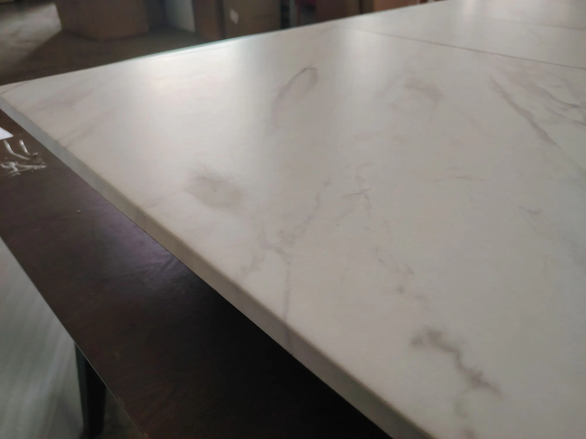 (As-is) Finna Extendable Dining Table 1.2m-1.5m - Oak, White Marble (Smart Top™) - 1 - 7