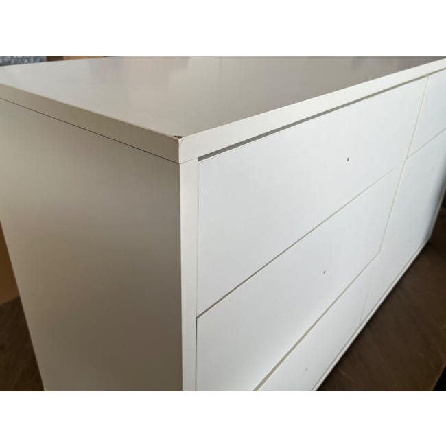 (As-is) Lizzy 6 Drawer Chest 1.2m - White, Brass - 2