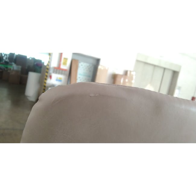 (As-is) Friska Dining Chair - Taupe (Faux Leather) - 5 - warehouse, cardboard boxes, industrial setting, office supplies