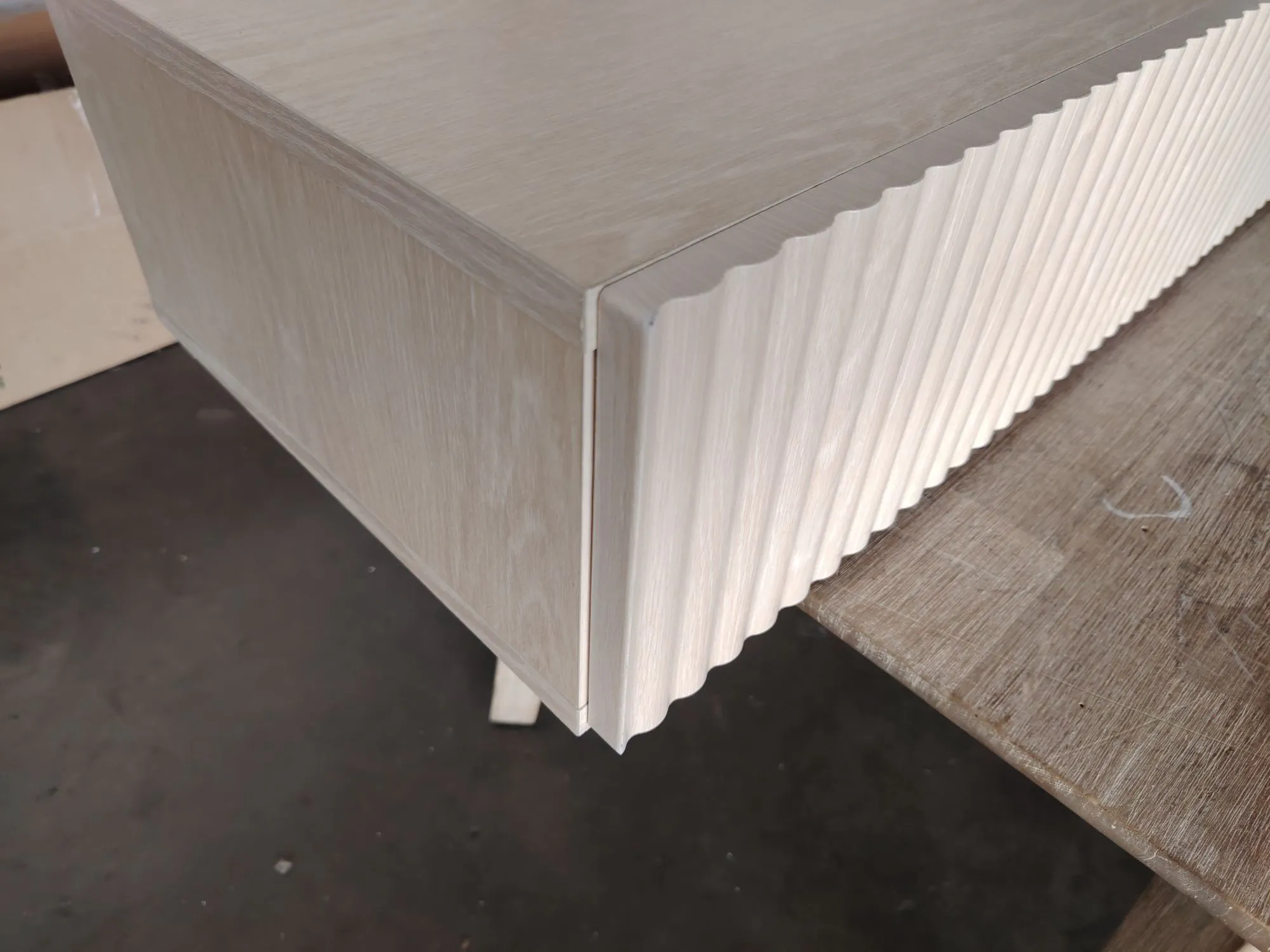 (As-is) Heidi TV Console 1.8m - Oak with LED Pedestal - White - 1 - 7