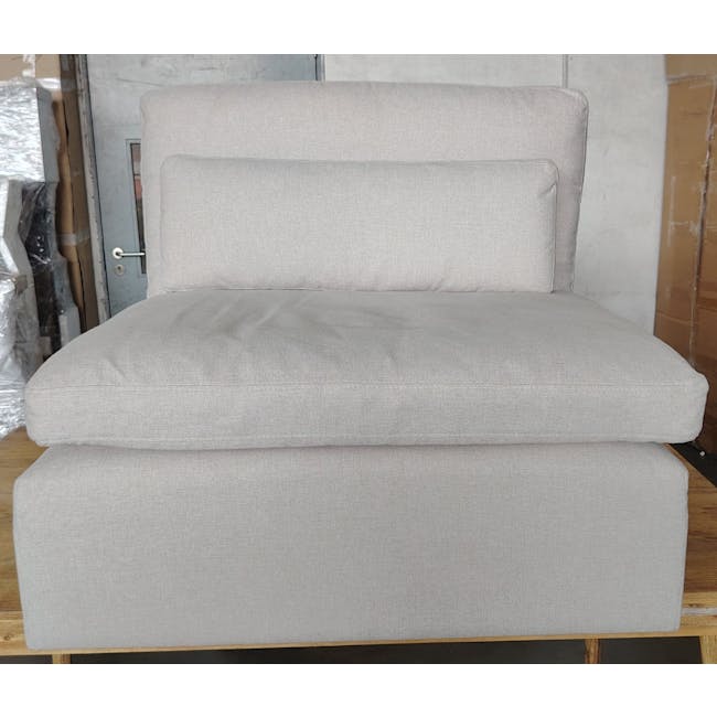 (As-is) Liam Armless Unit - Ivory (Fabric) - 2 - Light gray upholstered sofa, modern design, soft fabric texture, cushioned