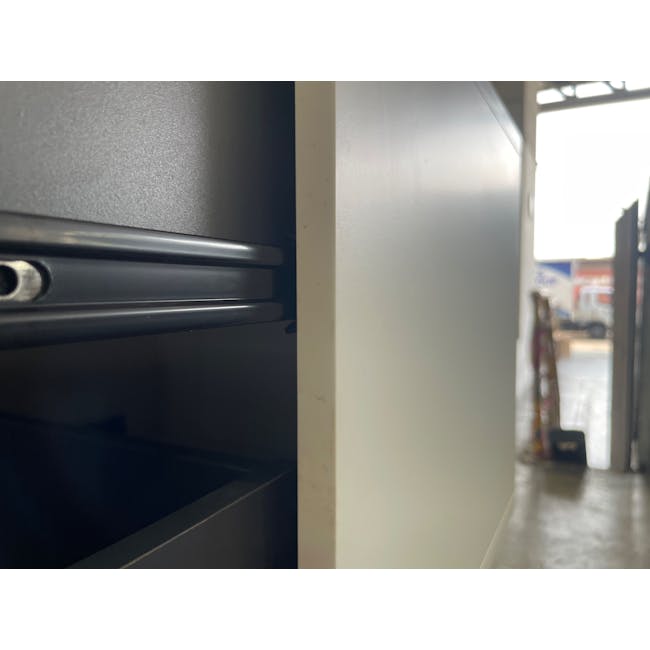 (As-is) Aalto TV Cabinet 1.6m - White, Natural - 15 - 30 - Refrigerator door handle, metallic handle, black refrigerator