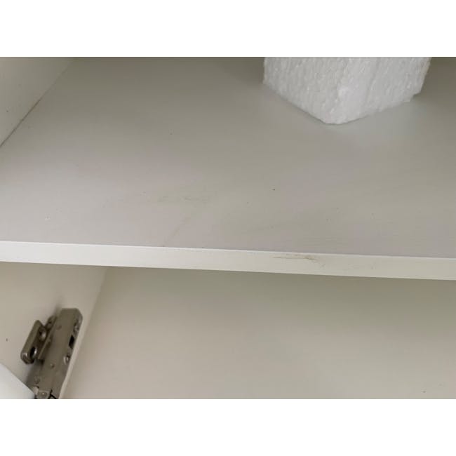 (As-is) Aalto TV Cabinet 1.6m - White, Natural - 15 - 38 - White shelf, shelf surface, shelf leg, shelf edge, shelf corner