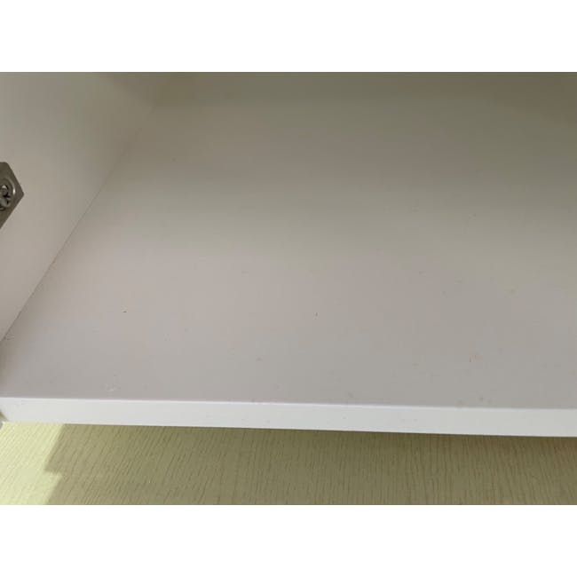 (As-is) Aalto TV Cabinet 1.6m - White, Natural - 15 - 39 - White shelf, minimalist design, empty space, clean surface